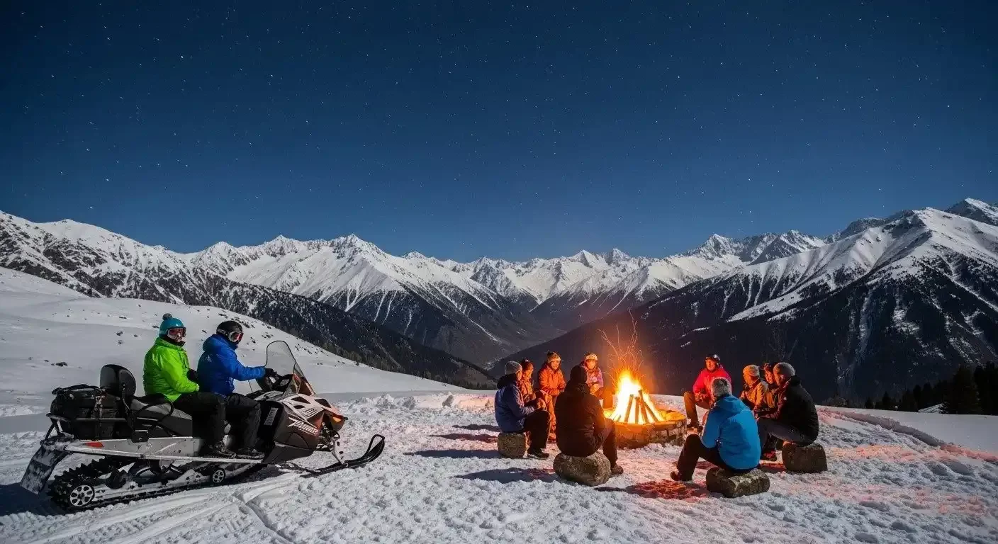 Gulmarg by Night: Snowmobile Ride to Kongdori with Bonfire